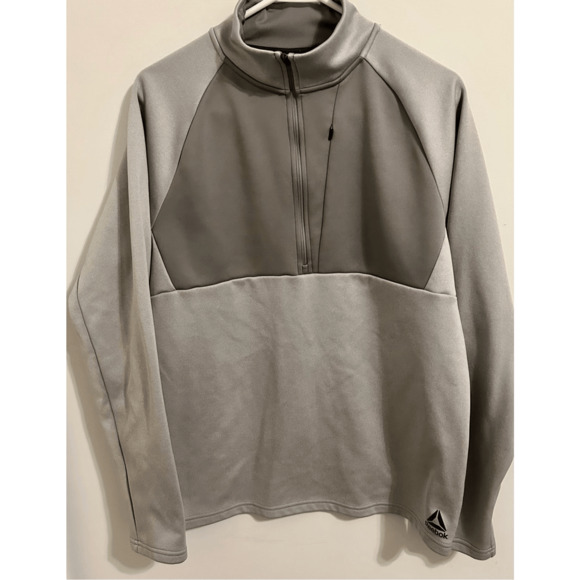 Reebok Mens Large Quarter Zip Jacket Gray Pullover Gray Athletic Sz M - Picture 2 of 7